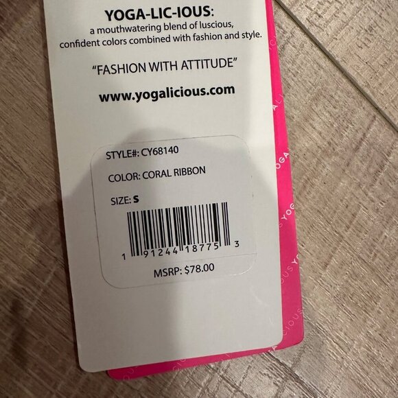 Yoga-Licious Coral Ribbon High-Waist Cropped Leggings Bow Detail NEW XS - Picture 4 of 7